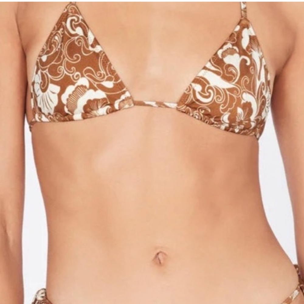 Triangl Swimwear Brown and Cream Bikini Top